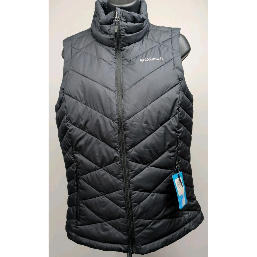 Columbia Heavenly Vest Womens Medium Black Omni-Heat Quilted Full Zip Warm NWT